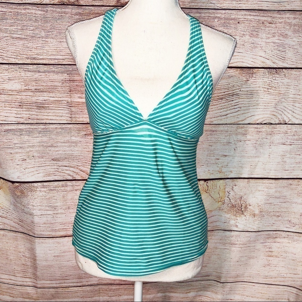 Athleta Zahara Catalina Green Stripe Tankini Top Size S